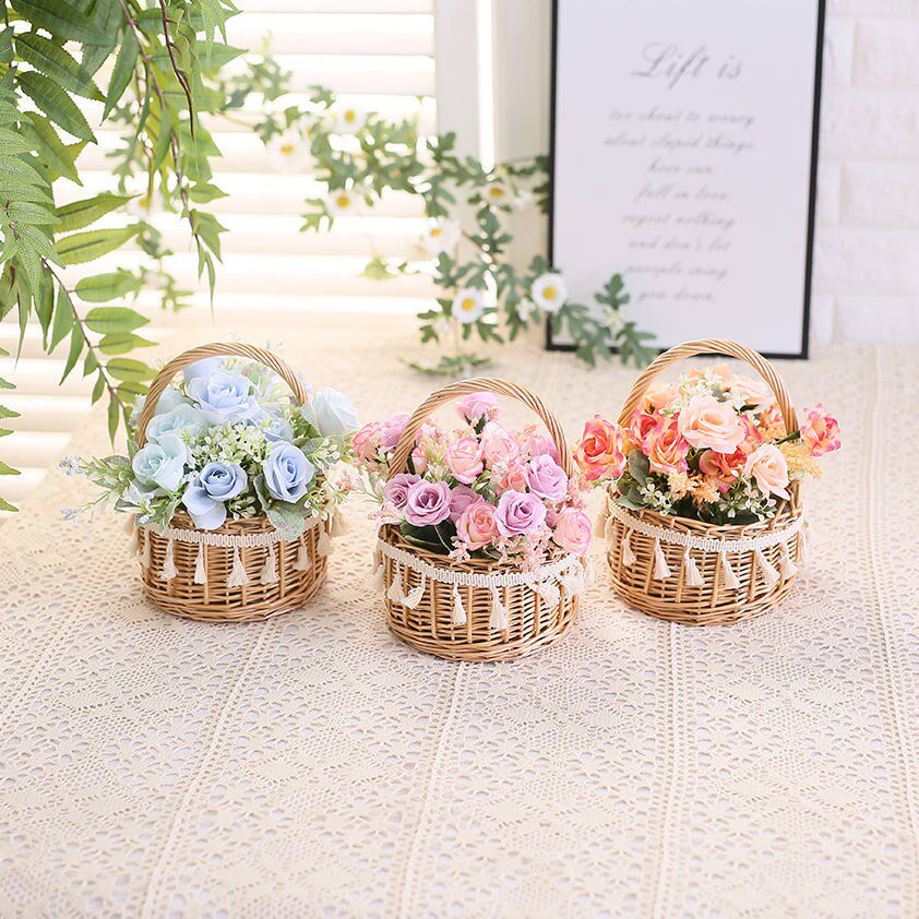 Han clothing show props basket weaving hand-handed blue child plug desktop creative fake room simulation princess