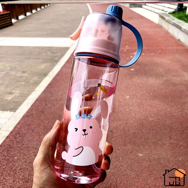 2021 water cup can spray water mist water cup female student Korean plastic cup male sports fitness cooling anti-drop Cup