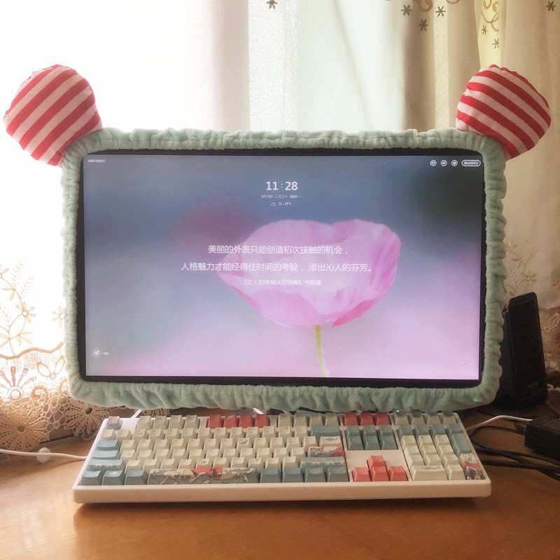 Cute cartoon cyan notebook desktop computer 14-32 inch monitor dust cover protective cover decoration