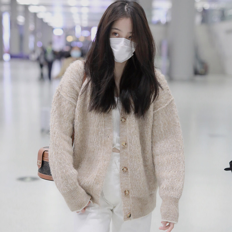 French maje Ouyang Nana with the same law style small crowdwear jacket woman Ma Haimao knit cardiovert