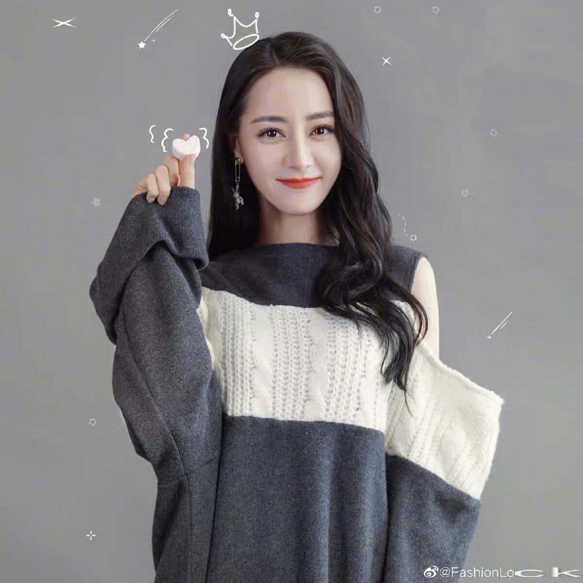 France maje di Ligeba Tongan early spring Coloured splicing style headliner Shoulder Curl sweater