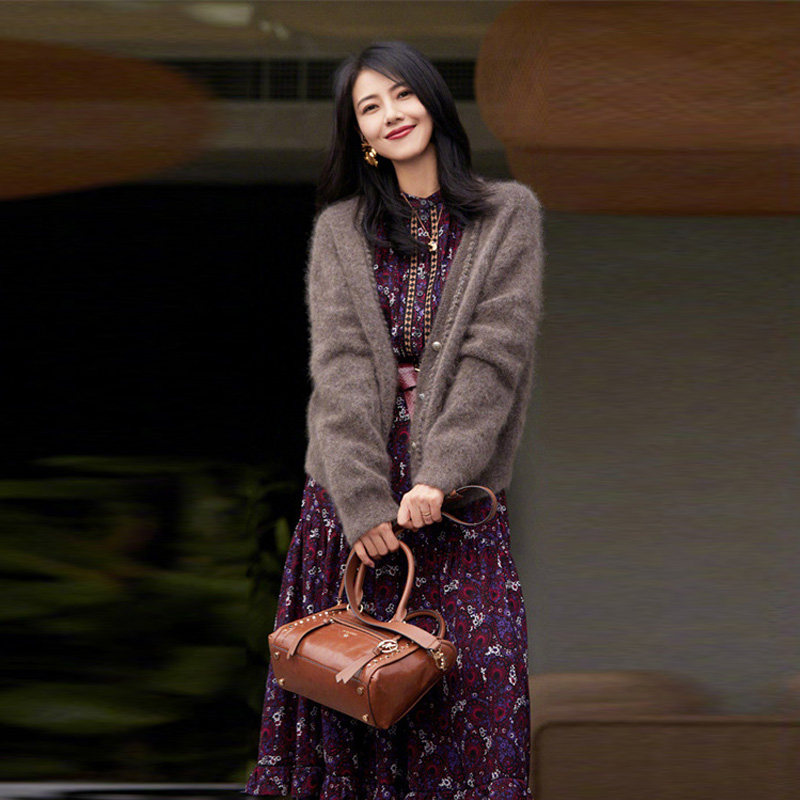 French Maje High round the same paragraph 21 Spring new sweater jacket crushed flower long sleeve foreign dress Two sets of women