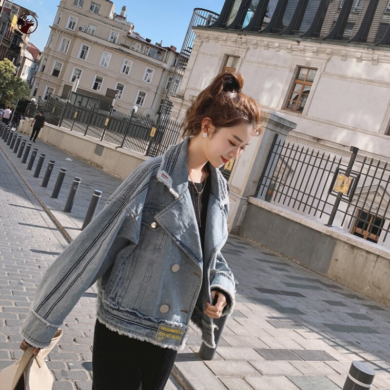 French Maje 2020 Spring new short Loose Casual 100 Hitch Jacket Denim Jacket Woman