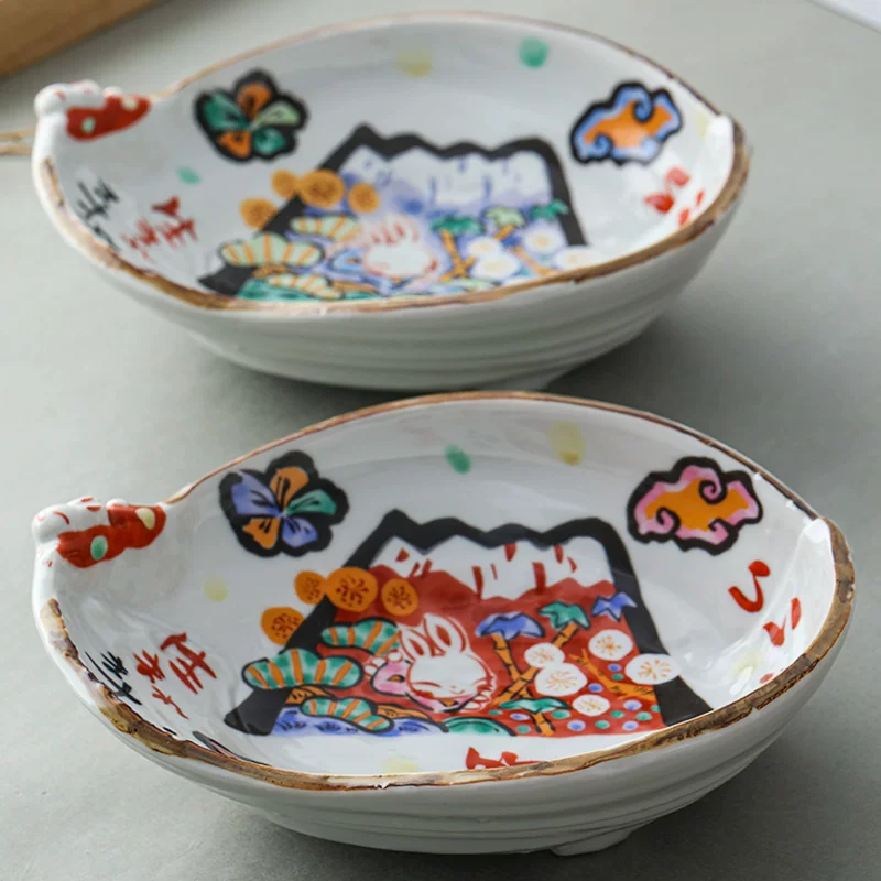Yuli печь японский импорт керамика Fuji дневник кролик овальная миска салатовая миска десертная миска японский стиль