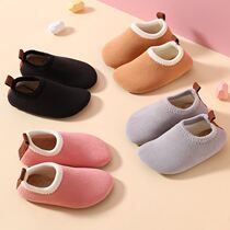 Children indoor shoes cotton slippers home fur autumn slippers anti-smooth anti-smooth smooth and lightweight floor shoes