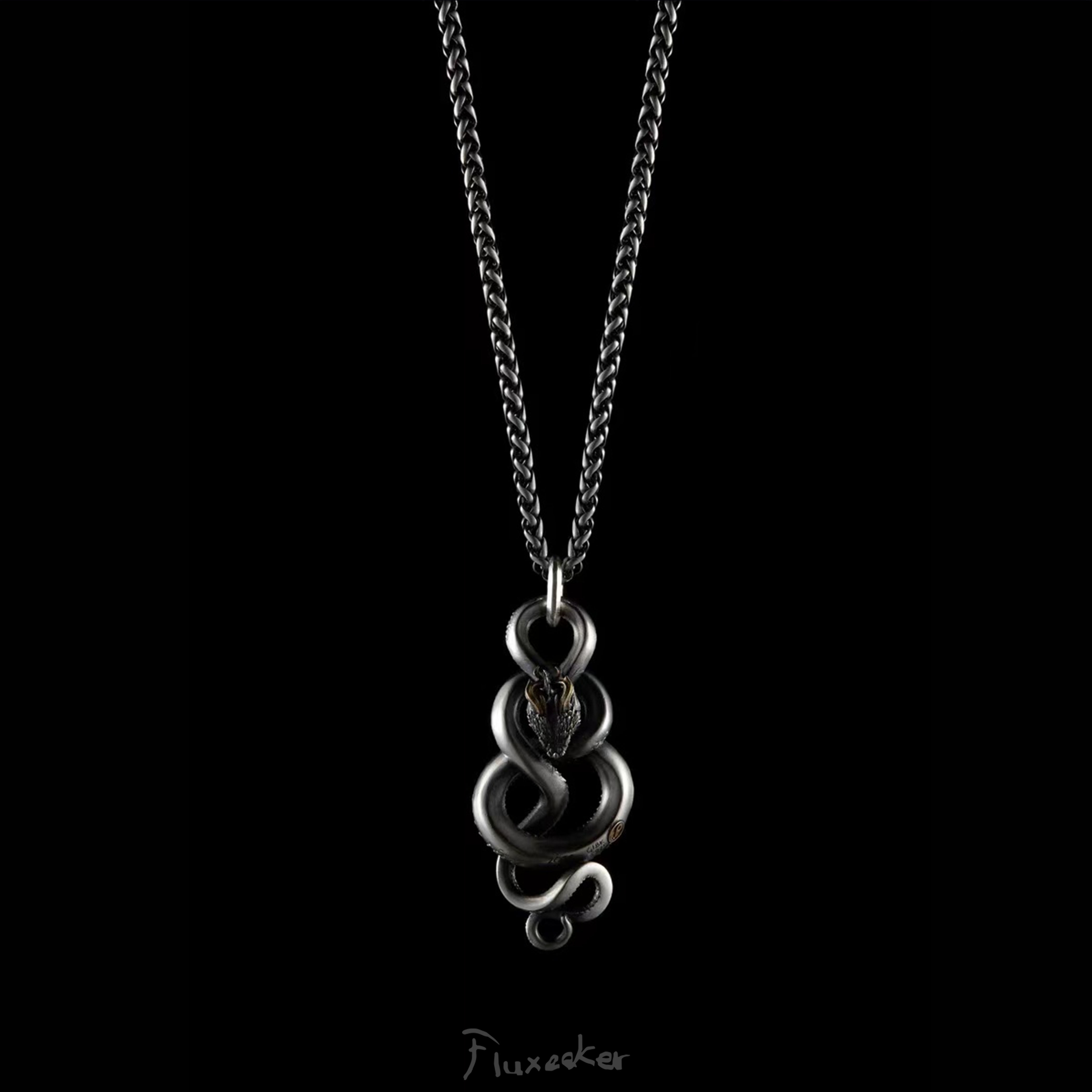 fluxeeker | boundless TRIIPLEX pure silver 18k with tail snake necklace