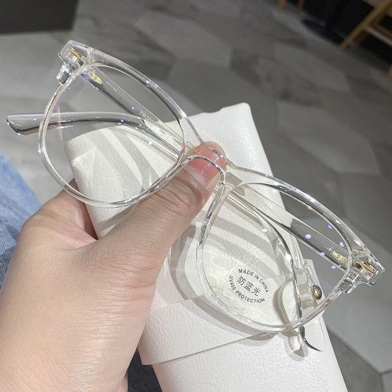 Transparent frame glasses frame female plain face myopia glasses radiation anti-blue light eye protection frame frame male flat light show small face