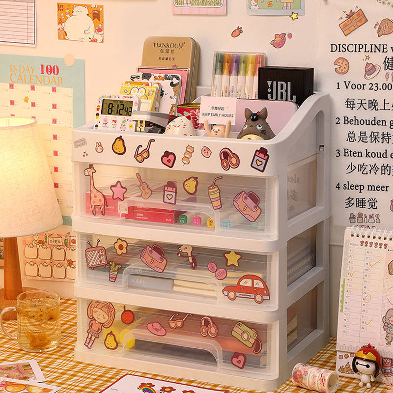 multi-layer rack storage desktop storage box cosmetics storage box cosmetics girls' drawer style dormitory ins heart