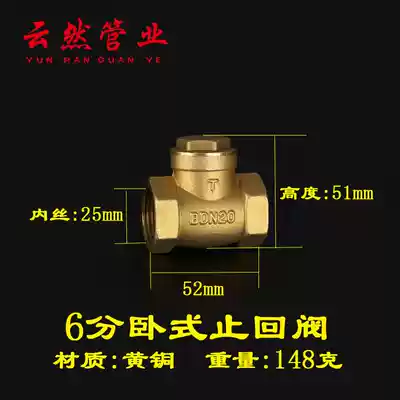 Water stop meter check valve all copper horizontal wire valve check valve check valve flat water pipe resistance 4 points 6 points