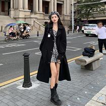 Autumn new foreign style small medium long loose Joker trench coat women feel dark bf wind coat tide