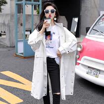 Coat female Korean version of loose 2021 spring and autumn long Chic port students ins tide printed frock coat