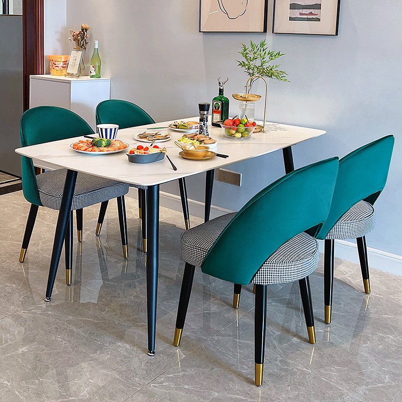Slate modern minimalist household small apartment net red Nordic marble light luxury dining table and chair combination living room rectangle