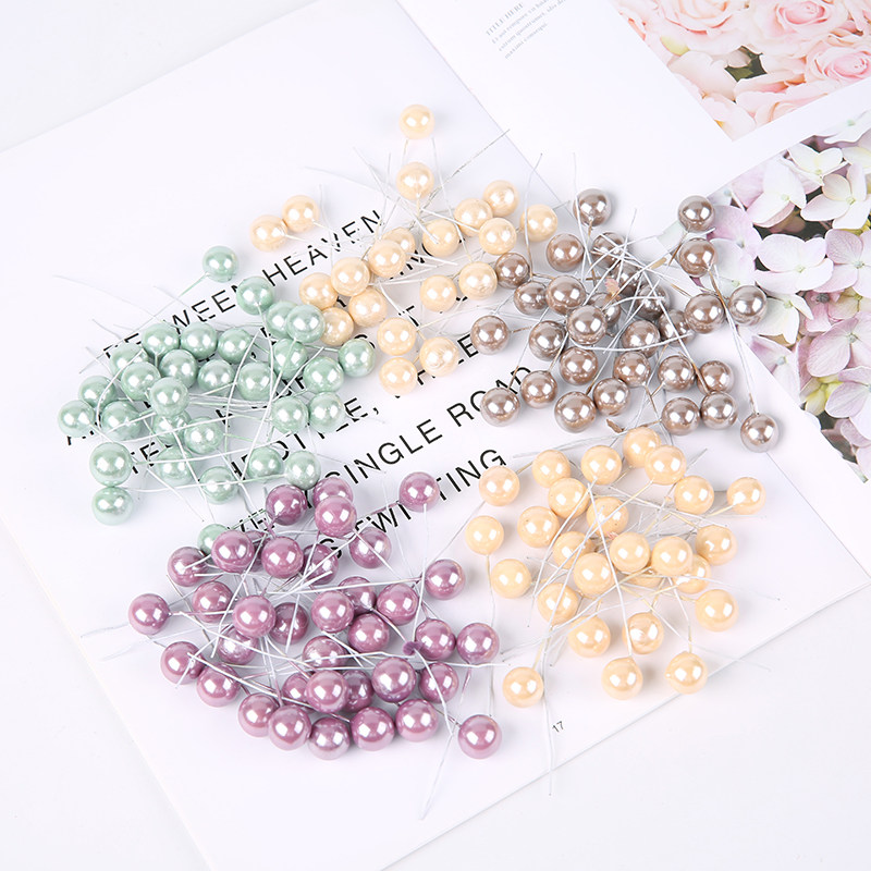 Simulation color green berry with wire DIY handmade garland material wrist flower Christmas gift box candy box decoration