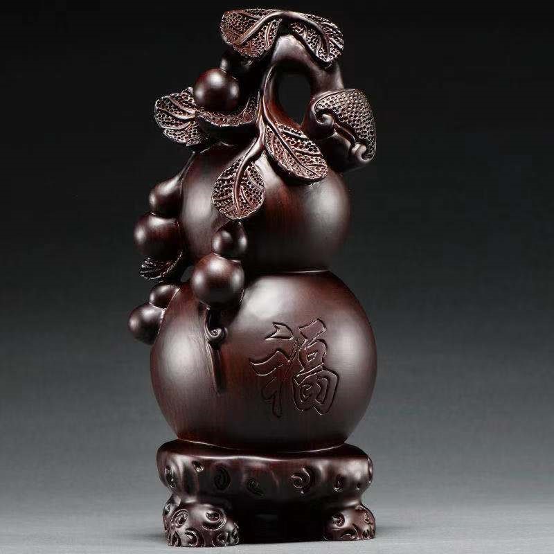 Wood carving pear gourd ornaments make money ebony home living room TV cabinet decoration craft gifts decoration opening housewarming gifts