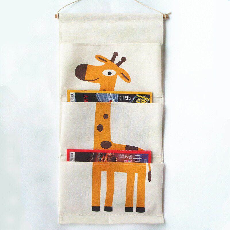 Kindergarten finishing bag storage put newspaper magazine book hanging bag hanging wall cloth bag children's room hanging door