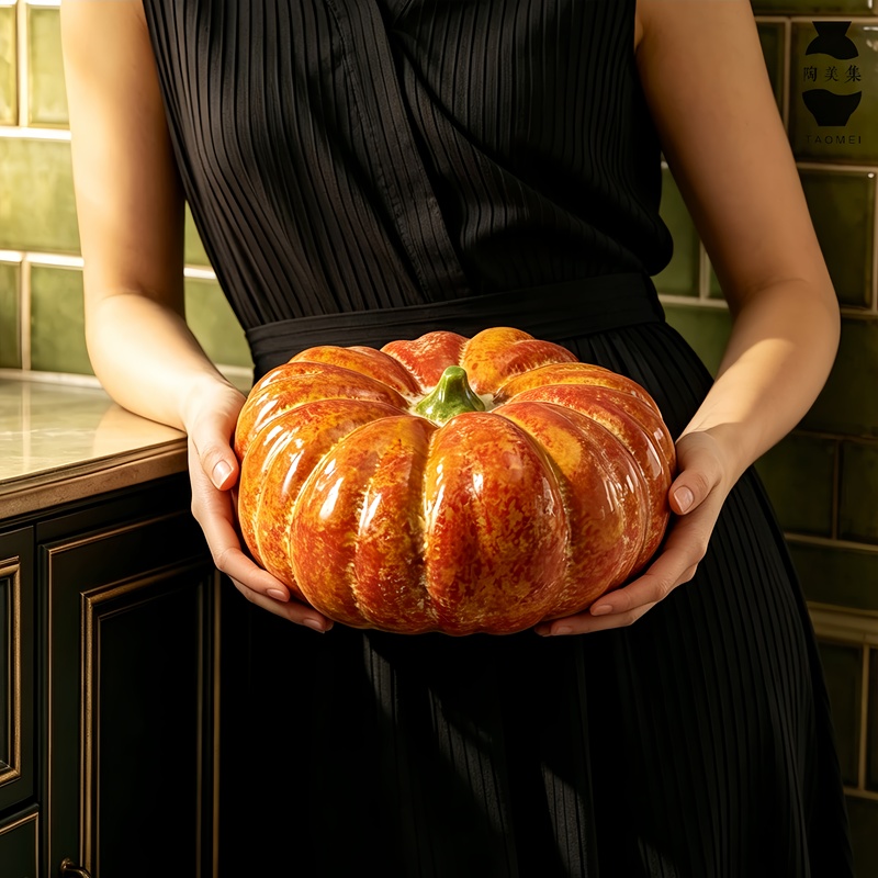 Ceramic Pumpkin Desktop Creative Ornament, Antique-Style Home Soft Decoration, Large Fruit Ornament for Living Room and Entrance Hall Ceramic Pumpkin Desktop Creative Ornament, Antique-Style Home Soft Decoration, Large Fruit Ornament for Living Room and Entrance Hall
