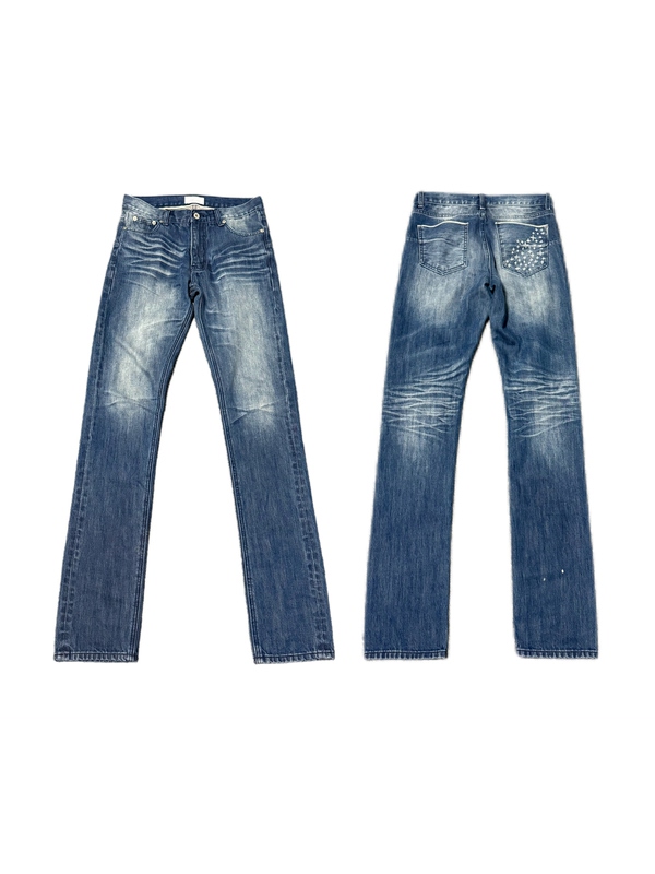 Stainless Narrow Red-Edged Gold Main Training Skinny Straight-Leg Ghost Claw Jeans Hediboy Blue Denim Stainless Narrow Red-Edged Gold Main Training Skinny Straight-Leg Ghost Claw Jeans Hediboy Blue Denim