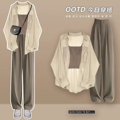 Комплект для отдыха, рубашка, костюм, штаны, изысканный стиль, эффект подтяжки, защита от солнца, 3 предмета