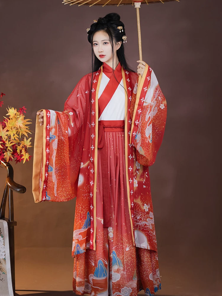 Hanfu женский Лююй подлинный оригинальный китайский стиль продвижение система пересечения талии юбки Wei Jinfeng супер фея повседневный костюм