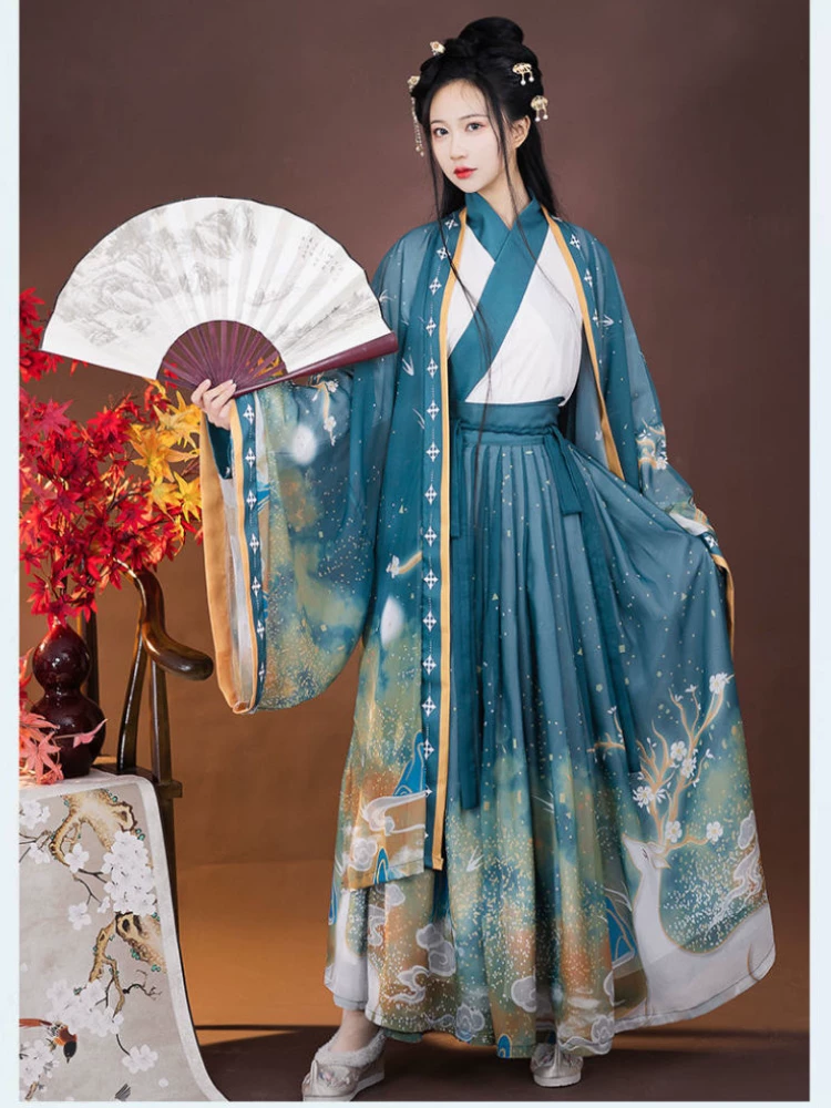 Hanfu женский Лююй подлинный оригинальный китайский стиль продвижение система пересечения талии юбки Wei Jinfeng супер фея повседневный костюм
