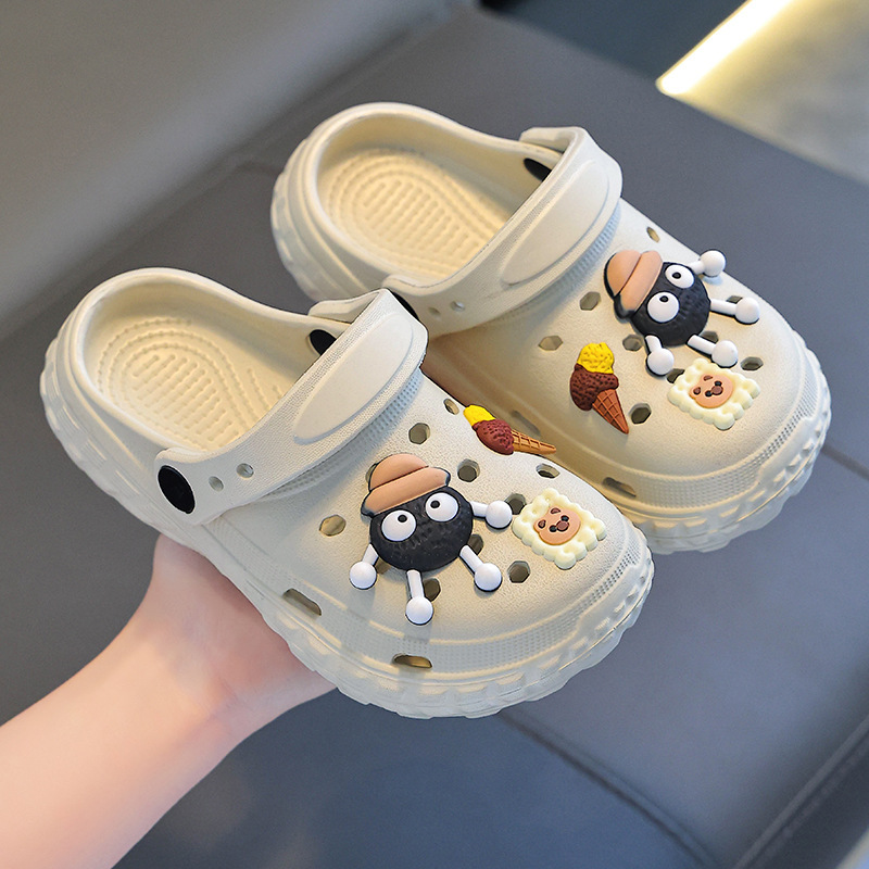 Japanese Gp Summer Children's Clogs for Boys and Girls, Non-Slip, Parent-Child Matching, Closed-Toe, Breathable, Outdoor Wear, Kids' Beach Shoes