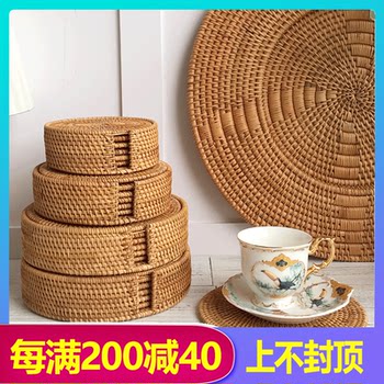 Vietnamese handmade rattan creative dining table heat-insulated tea holder