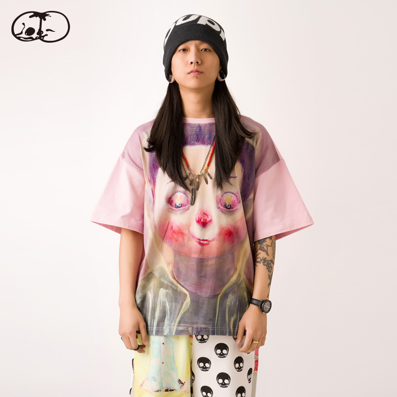 Nanjing 2021 original summer pink short sleeve high street pure cotton retro American T - shirt Shunfeng