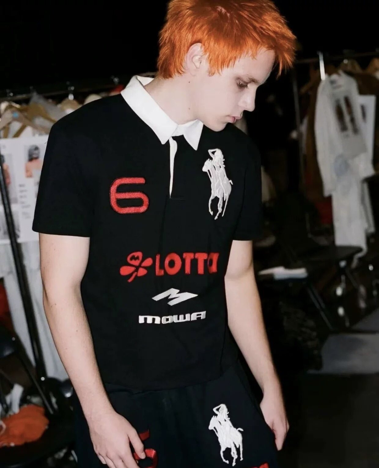 Mowalola atl angel war horse embroidersilm polo shirt: the new