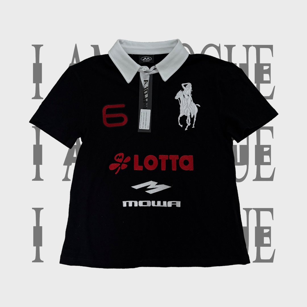 Mowalola atl angel warrior embroidered slim-fit polo shirt: the