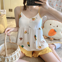 Sling Pajamas split pajamas cotton ladies summer 2021 New Fashion big chest sexy summer set temperament