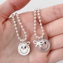 Childrens necklace female boy tide Sterling Silver smiley face custom pattern fashion baby girl decoration 2021 New