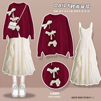 Красный свитер [цельный предмет] [Рождественская юбка/Рождественское платье/Рождественская одежда для женщин/Рождественская рубашка/Рождественская женская одежда/Рождественская одежда/Рождественский свитер/Рождественский наряд]