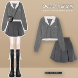 Комплект, весеннее трикотажное платье, юбка в складку, городской стиль, плиссированная юбка