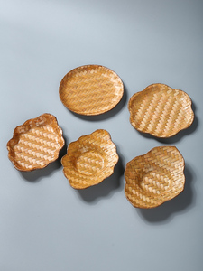 Chinese Handmade Bamboo Woven Rattan Coaster Cup Saucer Pot Mat Creative Anti-Scald Thermal Pad Saucer Kung Fu Tea Utens