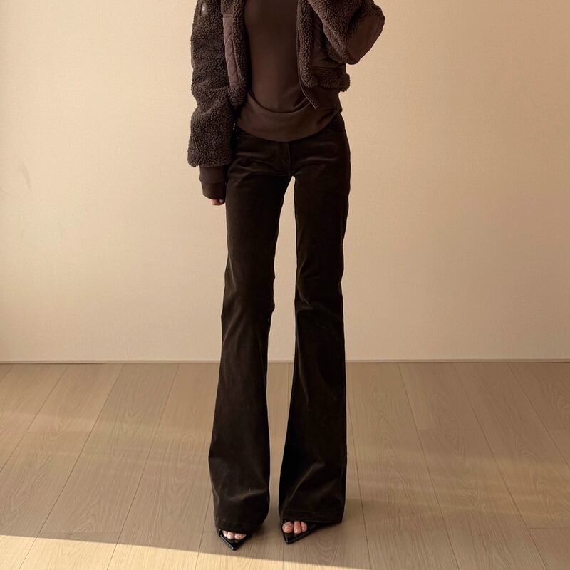 【Xiaofan Bureau Chief】Straight-Leg Magic Pants·Corduroy Retro Mid-Waist Versatile Casual Flared Pants Women's Long Trousers