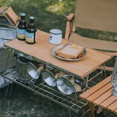 Coleman outdoor camping folding table easy storage portable stainless steel bamboo tea table coffee table kitchenware barbecue table