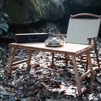 TNR outdoor solid wood egg roll table convenient folding meal barbecue table camping picnic tour camping table