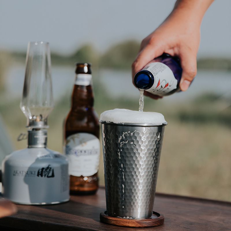 Jungle Diary Outdoor Camping Day Department Stainless Steel Hammer Tattooing Glass Snowy Cup Black Walnuts Wood Cup Mat Beer Mug