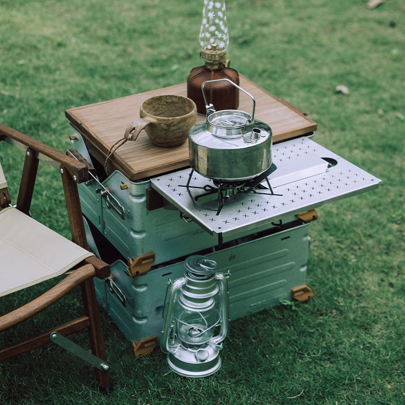 TNR Opening Box Outdoor Camping Aluminum Alloy Multifunctional Beer Box Folding Storage for Snow Peak