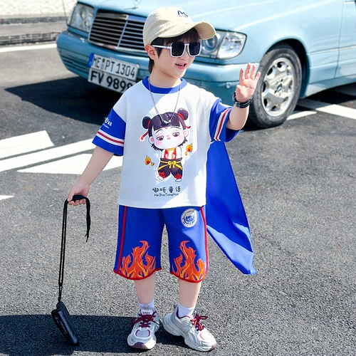 Летний костюм мальчика цветочника, детский комплект, детская спортивная летняя одежда, короткий рукав