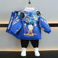 Синий флисовый пуховик