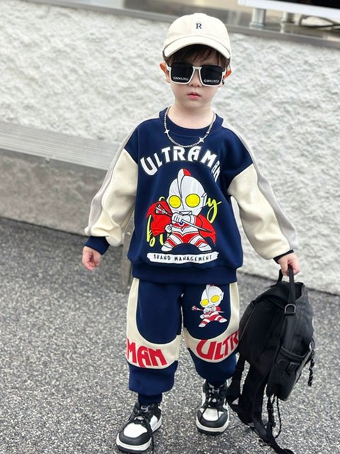 Ultraman clothes boys suit spring and autumn 2026 new sports boys spring long-sleeved sweatshirt two-piece set trendy
