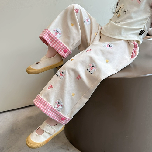 Осенние весенние детские штаны, в западном стиле, свободный прямой крой