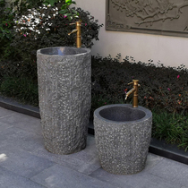 Garden stone washbasin outdoor one-piece floor-standing pedestal basin outdoor natural marble courtyard pool basin