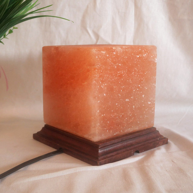Square Salt Lamp Himalayan Natural Crystal Table Lamp Bathroom Feng Shui Fortune Everlasting Lamp Bedroom Night Light
