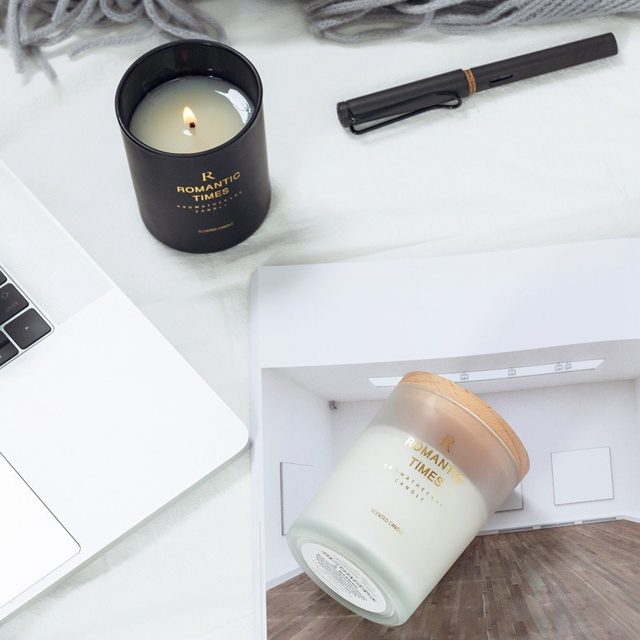 Simple Wooden Lid Glass Cup Melted Wax Lamp Aromatherapy Candle Niche High-End Bedroom Sleep Aid for Women Light Fragrance Men's Fragrance