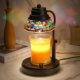 Stained glass aromatherapy melting wax lamp can be raised and lowered timed retro candle table lamp bedroom atmosphere night light melting candle lamp