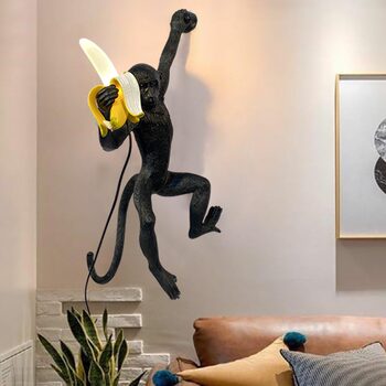 Nordic Creative Monkey Lamp Banana Wall Lamp Children's Room Animal Decoration Table Lamp Bedroom Dining Room Personalized Art Chandelier