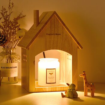 Nordic Solid Wood Aromatherapy Lamp, Wax Melting Lamp, Timed Fragrance Candle Melting Lamp, Japanese Simple Small Cabin Table Lamp, Candle Melting Lamp