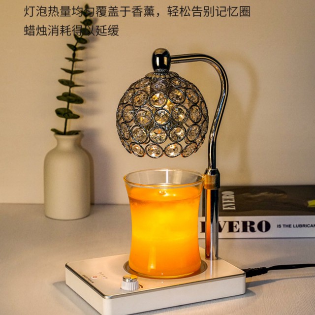 Liftable and timed melting wax lamp, fireless scented candle lamp, bedroom crystal atmosphere table lamp, melting candle diffuser night light